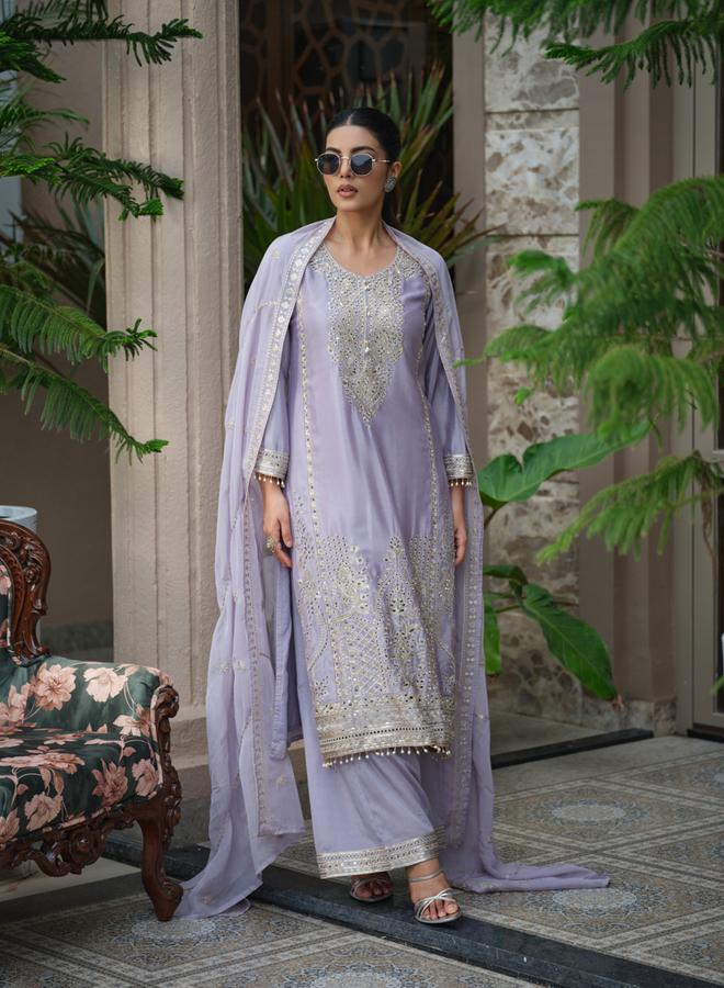 دي دبليو طقم كورتا مستقيمة مطرزة بالأزهار مع بنطال بالازو ودوباتا للنساء - Image 2